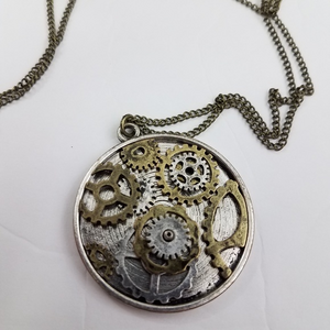 Steampunk Necklace Gears Long‎ Chain Statement Big